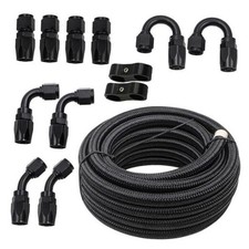 10AN Nylon Braided Fuel Line Hose Fitting Kit, 10AN Fuel Line Kit 20FT Black 