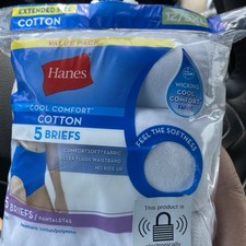 Women's Hanes White Cool Comfort Briefs Size 12 5XL 5 pack NEW 