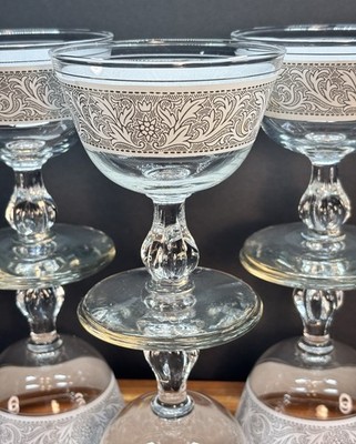6 Imperial Japan Dalton Whitney 4 1/4'' Sherbert Champagne Glasses 6 Oz Paisley