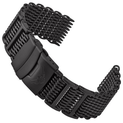 SHARK MESH ''IP-schwarz'' massiv 4H-Glieder 20/22/24 mm Milanaise 360L Edelstahl