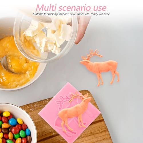 Christmas Deer Silicone Mold 3D Stag Head Fondant Molds Elk Mold For Christmas 