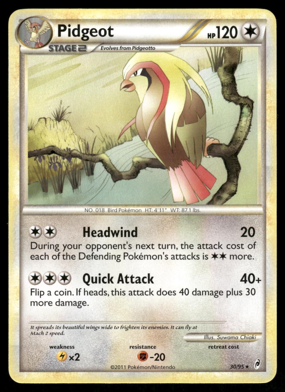 Pidgeot 30/95 Rare Call of Legends Pokemon Near Mint