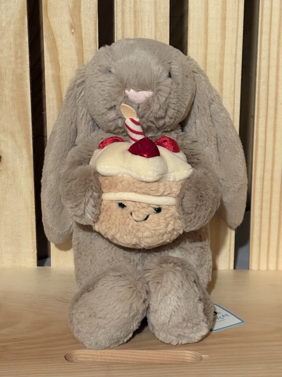 Authentic Jellycat Bashful Beige Bunny Birthday Cake Brand