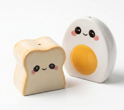 Ei & Toast Keramik Salz und Pfefferstreuer/Kännchen - Brandneu & Originalverpackt
