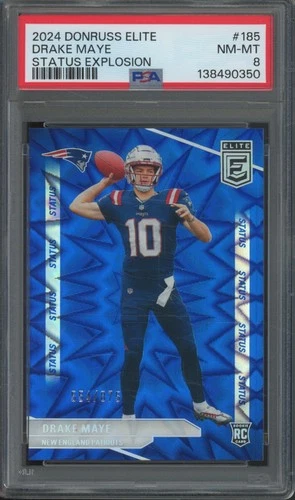 2024 Panini Donruss Elite Status Explosion #185 Drake Maye /875 RC PSA 8