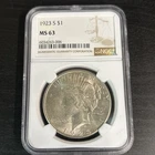 1923 S Peace Silver Dollar NGC MS63