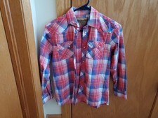 Wrangler 20x Boys Western Competition Shirt. Red White And Blue Size 10/12.
