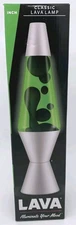 14.5” Lava Lamp Black Lava Green Liquid Silver Base New Minecraft Colors