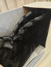 Size 6 1/2-7 1/2 Medium Dearfoams Holiday Women  s Slippers Black NIB Velour