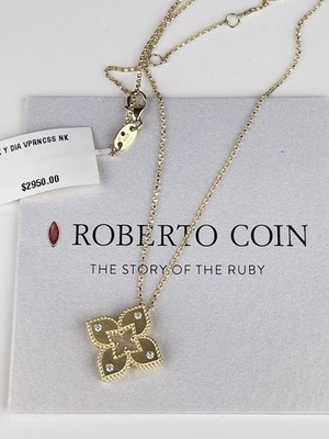 ROBERTO COIN 18K Yellow Gold Petite Venetian Princess Diamond Pendant Necklace