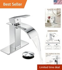 Sleek Stainless Steel Waterfall Faucet - Single Handle for Easy Installation