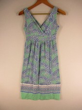 Old Navy Dress Womens XS Paisley V Neck Sleeveless Sundress Green Blue