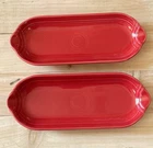 FIESTA WARE Scarlet Red 9.5” Relish Trays Set Of 2 Corn Cob Dish Holder USA