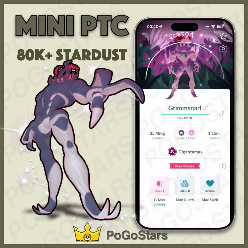 Pokémon PTC Go - Gigantamax Shiny Grimmsnarl - Wild Area✨Special Background✨