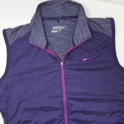 Nike Golf Tour Performance Purple Dri-FIT Full Zip Vest Womens XL Ripstop Hybrid