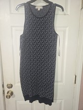 Michael Kors Navy Logo Print Sleeveless Knit Sweater Dress Sz XL