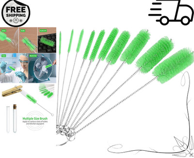 Bottle Cleaning Brushes, 8 Inch Nylon Tube Brush Set (10) pcs green...