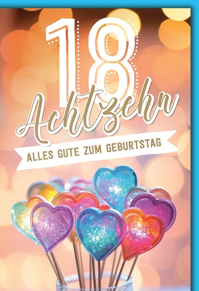 18. Geburtstag Herzstecker VolljäHrigkeit Alles Gute GlüCkwunschkarte Mit Umschl-image