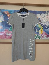Tommy Hilfiger Dress Womens XS Grey Logo T Shirt Short Sleeve Knit Jersey