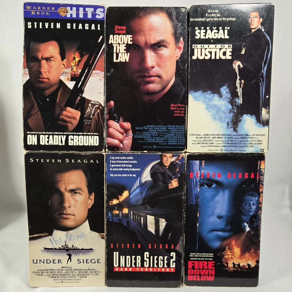 Steven Seagal VHS Lot of 6 Action Movies Fire Down Below Under Siege Deadly - Image 2 of 4