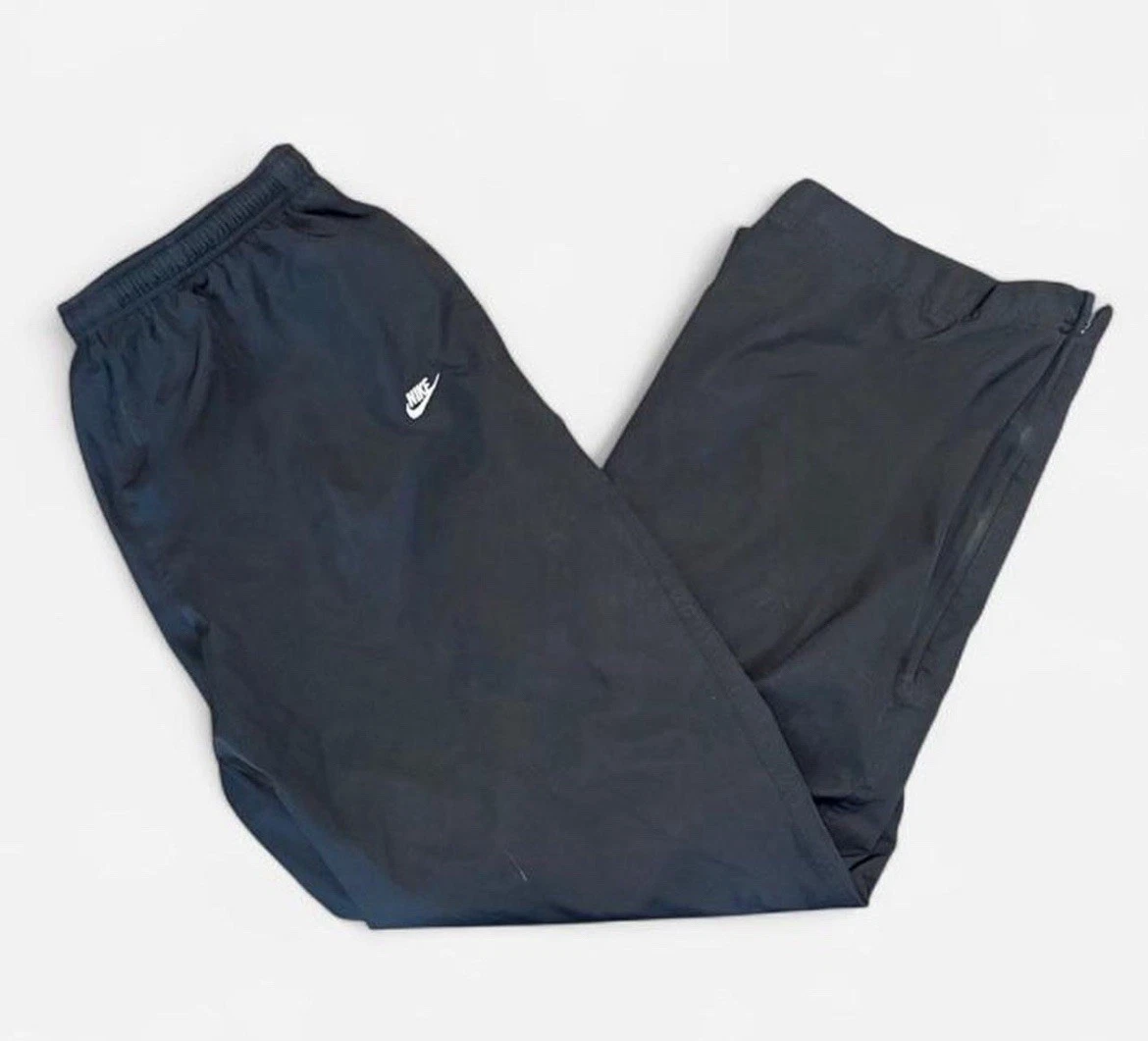 Vintage Nike Baggy Black Embroidered Track Pants Late 2000s Gray Tag XL Mens
