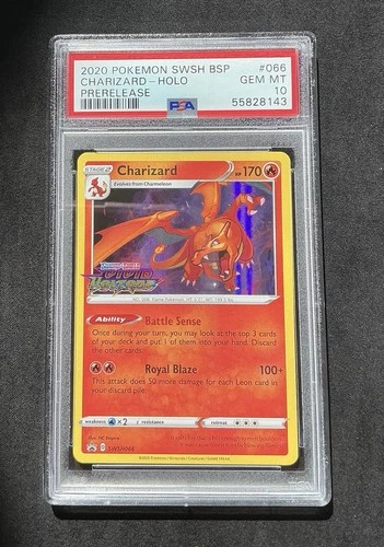 Pokemon PSA 10 2020 Charizard SWSH066 Holo Prerelease Promo Card