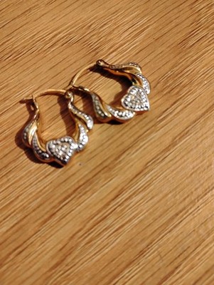 Sterling Silber 925 mit Gold Vermeil Herzform Creole Ohrringe