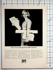 1960s 3M Microfilm Products Ad Vintage Magazine Print Ephemera Woman Office