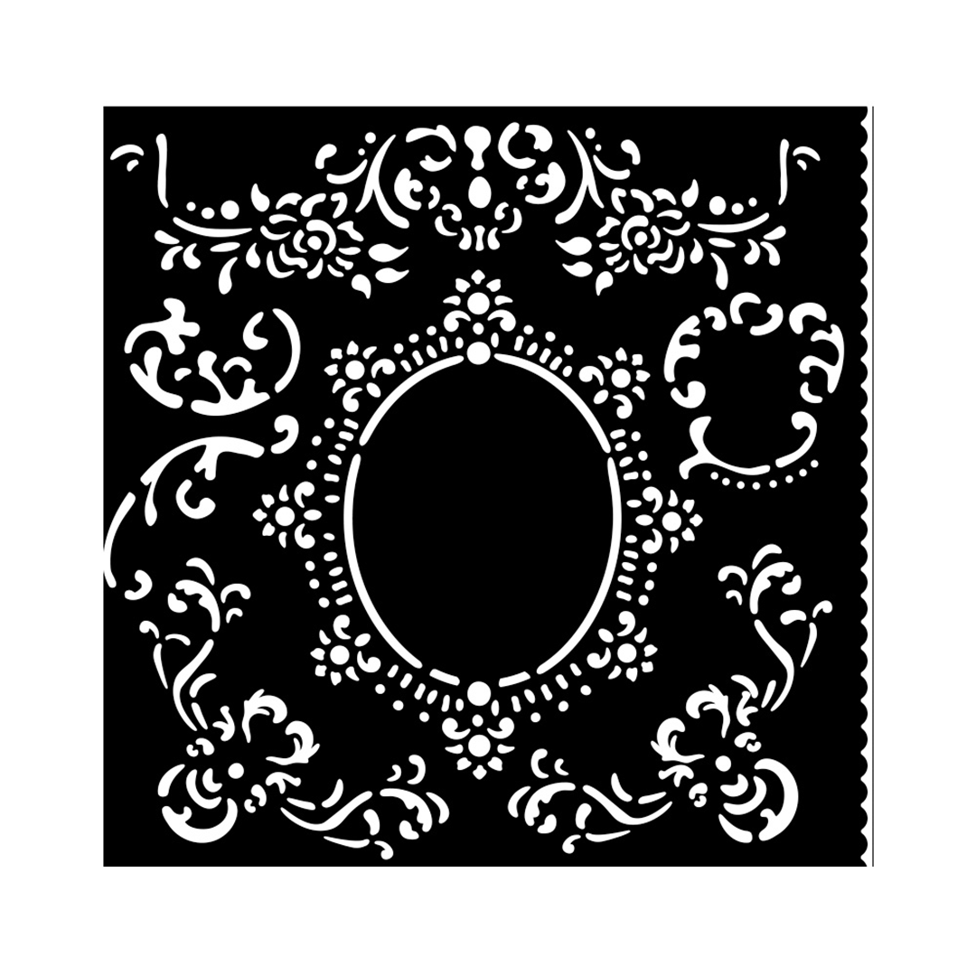 Stencil Media 18x18 Cm. Spessore 0,25 Mm House Of Roses Con Cornice | Stamperia