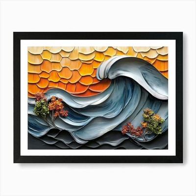3d Art with Painting of a Colorful  Framed Wall Art Poster Canvas Print Picture
