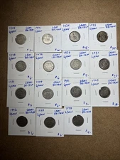 great britain coins silver Lot 15 Piece Circulated All 6 Pence 1905-1948