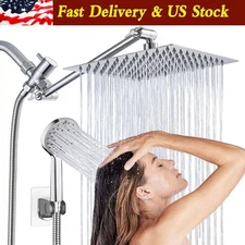 High Pressure Adjustable 8” Rain Square Shower Head with Handheld Spray Combo