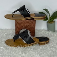 Jack Rogers Classic Jacks Black Leather Thong...