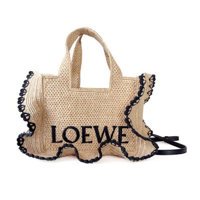 Loewe Natural / Black Raffia Tote Bag