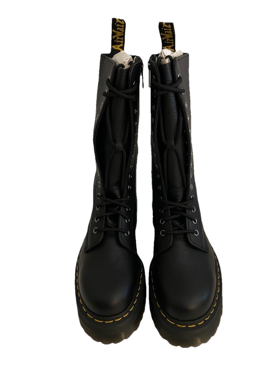Dr. Martens Womens 1B99 Quad Boots US 9 Black Leather 14 Eye Side