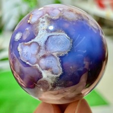 121G Natural Blue Cherry Blossoms agate Crystal Sphere Quartz Mineral Specimen