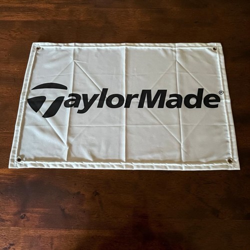 TAYLORMADE GOLF 15”x22” FLAG W/ GROMMETS White Black MAN CAVE Golfing Decor