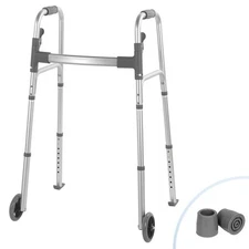 Naipo Compact Folding Walker with Trigger Release and Glide Skis for Seniors...