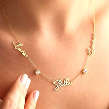 Custom Name Necklace Multiple Names Cubic Zirconia Dainty Jewelry Cursive Gifts