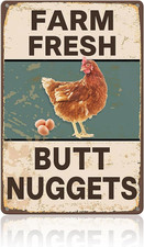 Metal Chicken Coop Sign, Funny Chicken Gifts, Tin Sign for Home Farm Chicken Coo