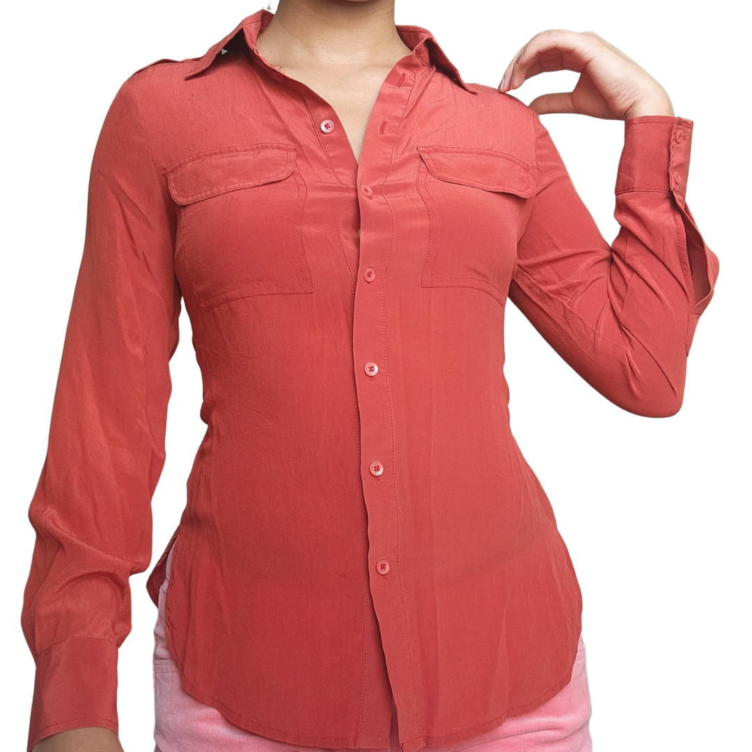 bebe womens button down rust colored long sleeve … - image 1