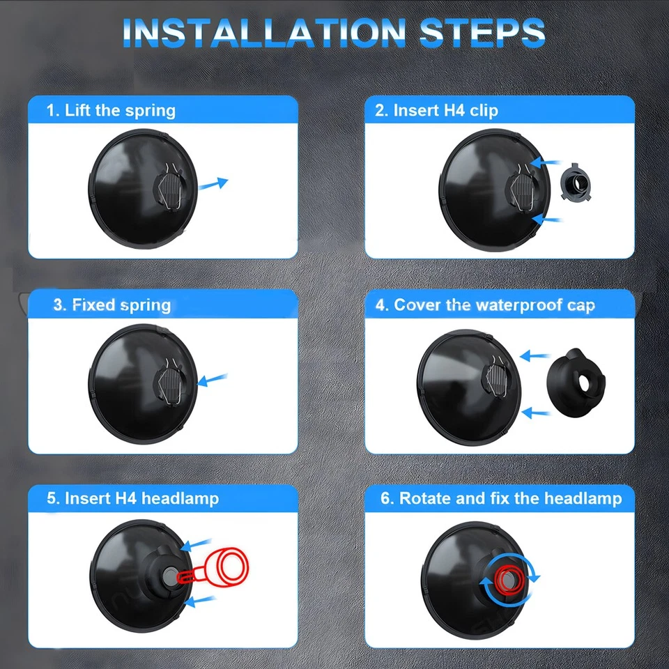 Proyector de faros LED redondos de 7 pulgadas para camionetas Ford LN7000 LN8000 LN9000 Foto 4 de 4