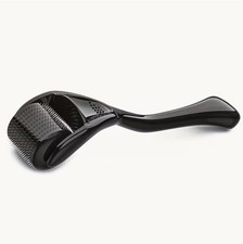Black Stainless Steel Facial Roller - 0.25mm Precision Light Beige Skin Massager