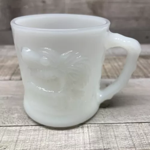 Vintage B.C. Comic GROG Milk Glass Mug Coffee Cup Johnny Hart Fire King Comics