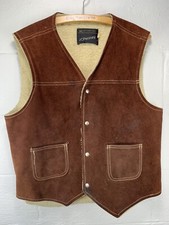 Vintage JC Penney Suede Vest Medium VTG 70s 80s Sherpa Lined JCP