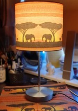 Image of NEW Elephant Decoupage Table Lamp Africa Sunset Safari Design Night Light Gift