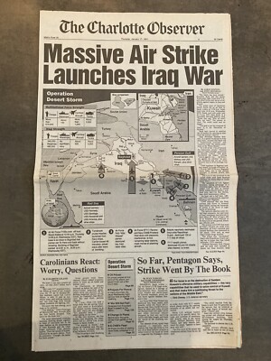 Gulf War Operation Desert Storm Begins Full Newspaper w
