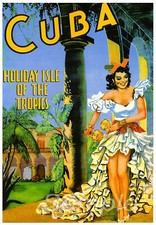 VINTAGE CUBA ISLE OF THE TROPICS TRAVEL A4 POSTER PRINT