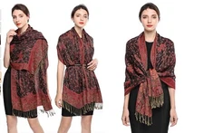 Pashmina Scarf Rave Women Scarves Scarf Paisley Large Shawl wrap 78.5" X27 New
