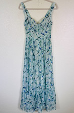 ASTR Kelby Dress Womens Small Floral Bustier Lace Up Slit Maxi Dress Rayon S